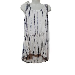 Knox Rose Sz Med tie dye sleeveless Crochet Trim hippie bohemian lace blouse